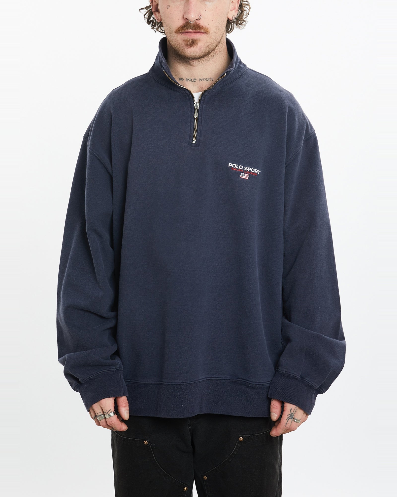 トップス 90s Ralph Lauren Sweatshirt Navy vintage Medium, Vintage Polo Ralph Lauren Sweatshirt Navy Blue Crewneck