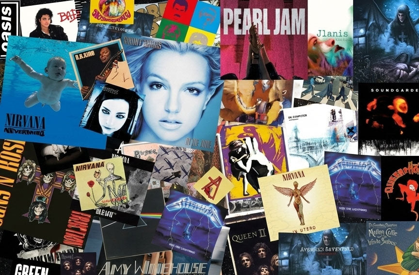 Collage of various album covers from different artists