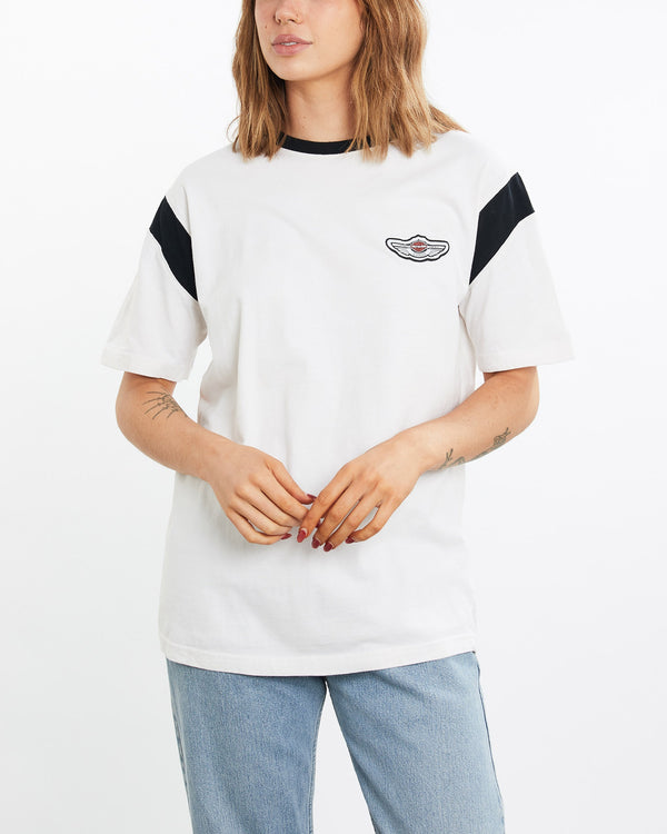 Vintage, Harley, Davidson, Tee, The Real Deal, size medium, colour White, newtown, sydney, australia, thrift store, opshop, preloved, secondhand, sustainable, retro, antique, 70s, 80s, 90s, 2000s, 00s, fashion, clothing, streetwear, trendy, garment, style, boutique, store, shop, archive, sale, cheap, best, top, T-Shirts