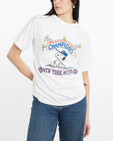 Vintage, 1988, MLB, New, York, Mets, Snoopy, Tee, The Real Deal, size medium, colour White, newtown, sydney, australia, thrift store, opshop, preloved, secondhand, sustainable, retro, antique, 70s, 80s, 90s, 2000s, 00s, fashion, clothing, streetwear, trendy, garment, style, boutique, store, shop, archive, sale, cheap, best, top, T-Shirts