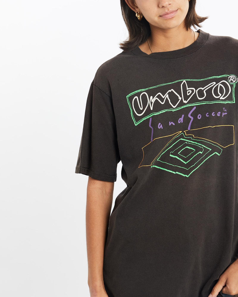 Vintage, 90s, Umbro, Sand, Soccer, Tee, The Real Deal, size medium, colour Black, newtown, sydney, australia, thrift store, opshop, preloved, secondhand, sustainable, retro, antique, 70s, 80s, 90s, 2000s, 00s, fashion, clothing, streetwear, trendy, garment, style, boutique, store, shop, archive, sale, cheap, best, top, T-Shirts