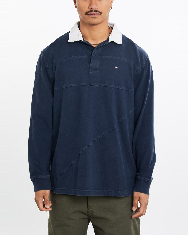 Vintage, Tommy, Hilfiger, Rugby, Shirt, The Real Deal, size large, colour Navy, newtown, sydney, australia, thrift store, opshop, preloved, secondhand, sustainable, retro, antique, 70s, 80s, 90s, 2000s, 00s, fashion, clothing, streetwear, trendy, garment, style, boutique, store, shop, archive, sale, cheap, best, top, Shirts