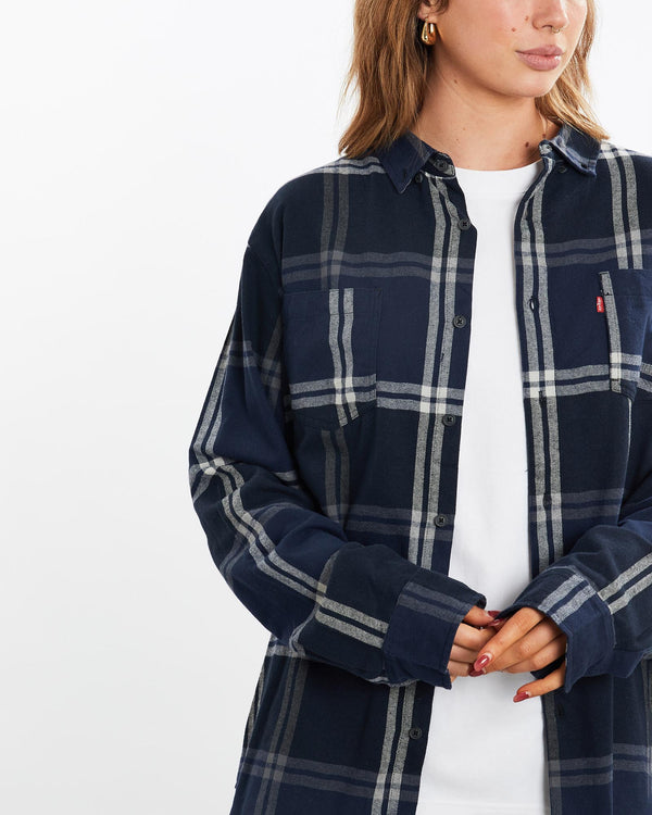 Vintage, Levi's, Flannelette, Button, Up, Shirt, The Real Deal, size medium, colour Blue, newtown, sydney, australia, thrift store, opshop, preloved, secondhand, sustainable, retro, antique, 70s, 80s, 90s, 2000s, 00s, fashion, clothing, streetwear, trendy, garment, style, boutique, store, shop, archive, sale, cheap, best, top, Shirts