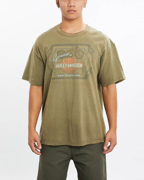 Vintage, Harley, Davidson, Tee, The Real Deal, size large, colour Green, newtown, sydney, australia, thrift store, opshop, preloved, secondhand, sustainable, retro, antique, 70s, 80s, 90s, 2000s, 00s, fashion, clothing, streetwear, trendy, garment, style, boutique, store, shop, archive, sale, cheap, best, top, T-Shirts