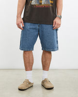 Vintage, Wrangler, Denim, Carpenter, Shorts, The Real Deal, size 34", colour Blue, newtown, sydney, australia, thrift store, opshop, preloved, secondhand, sustainable, retro, antique, 70s, 80s, 90s, 2000s, 00s, fashion, clothing, streetwear, trendy, garment, style, boutique, store, shop, archive, sale, cheap, best, top, Shorts