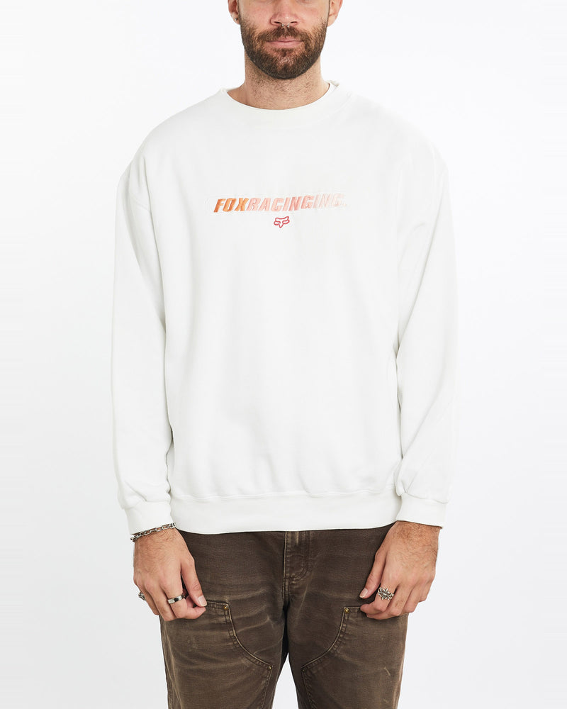 Vintage, Fox, Racing, Sweatshirt, The Real Deal, size extra large, colour White, newtown, sydney, australia, thrift store, opshop, preloved, secondhand, sustainable, retro, antique, 70s, 80s, 90s, 2000s, 00s, fashion, clothing, streetwear, trendy, garment, style, boutique, store, shop, archive, sale, cheap, best, top, Sweats and hoodies