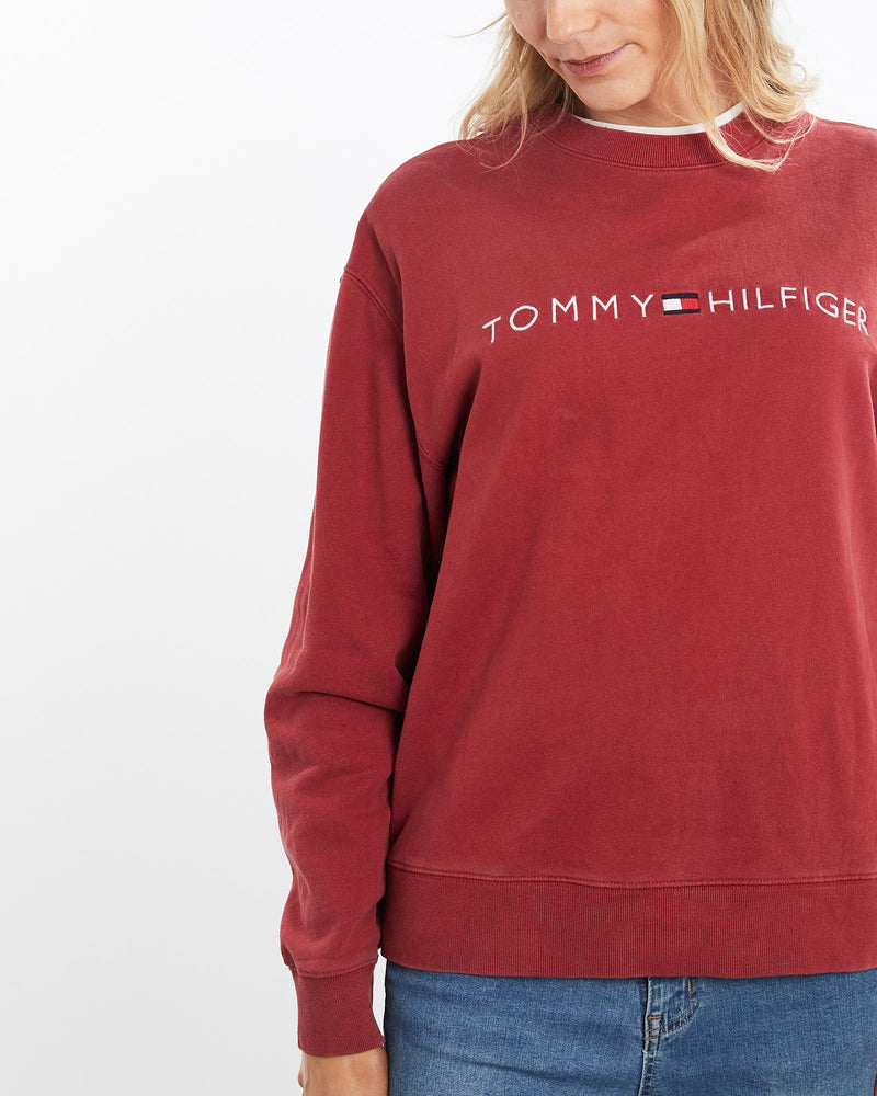 Vintage, Tommy, Hilfiger, Sweatshirt, The Real Deal, size medium, colour Burgundy, newtown, sydney, australia, thrift store, opshop, preloved, secondhand, sustainable, retro, antique, 70s, 80s, 90s, 2000s, 00s, fashion, clothing, streetwear, trendy, garment, style, boutique, store, shop, archive, sale, cheap, best, top, Sweats and hoodies