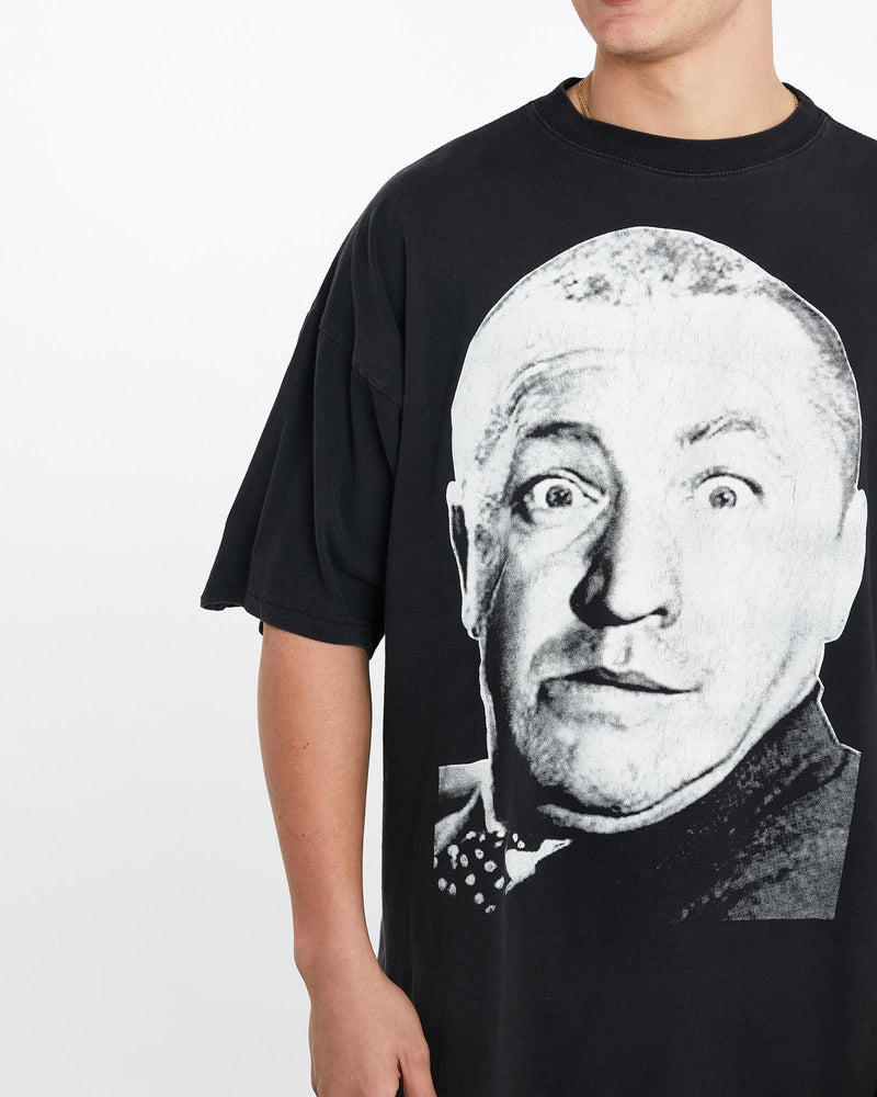 Vintage, 90s, The, Three, Stooges, Curly', Tee, The Real Deal, size double extra large, colour Black, newtown, sydney, australia, thrift store, opshop, preloved, secondhand, sustainable, retro, antique, 70s, 80s, 90s, 2000s, 00s, fashion, clothing, streetwear, trendy, garment, style, boutique, store, shop, archive, sale, cheap, best, top, T-Shirts