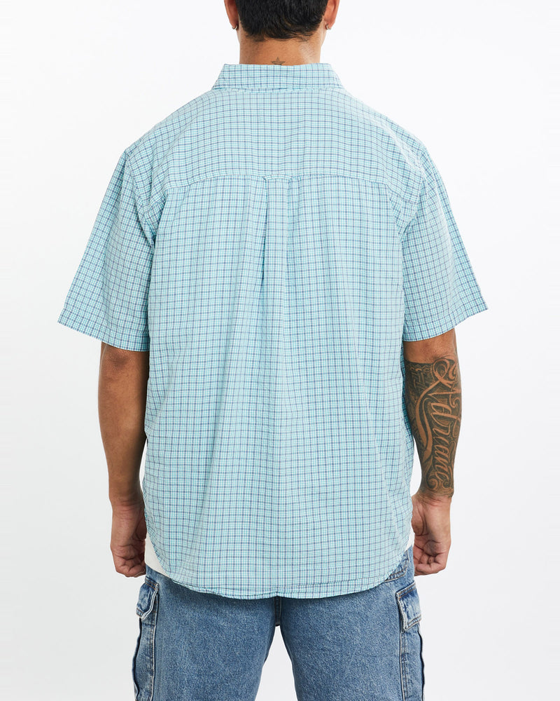 Vintage, 90s, Chaps, Ralph, Lauren, Short, Sleeve, Button, Up, Shirt, The Real Deal, size extra large, colour Blue, newtown, sydney, australia, thrift store, opshop, preloved, secondhand, sustainable, retro, antique, 70s, 80s, 90s, 2000s, 00s, fashion, clothing, streetwear, trendy, garment, style, boutique, store, shop, archive, sale, cheap, best, top, Shirts