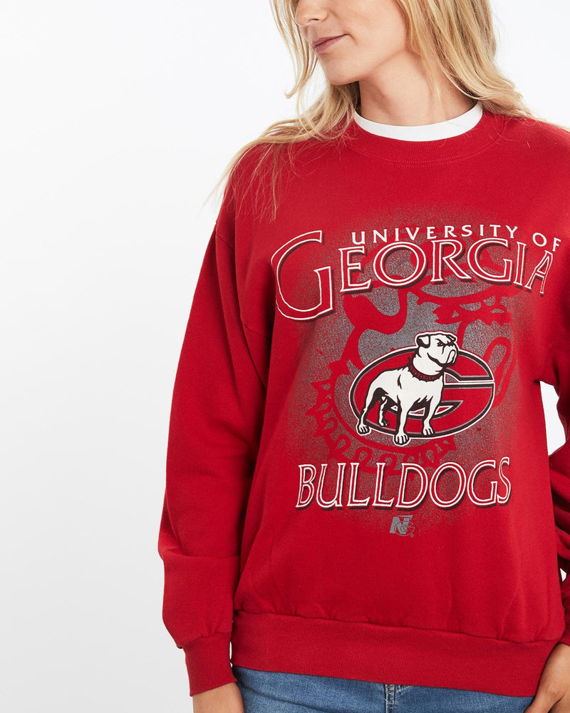 Vintage, 90s, NCAA, University, of, Georgia, Bulldogs, Sweatshirt, The Real Deal, size medium, colour Red, newtown, sydney, australia, thrift store, opshop, preloved, secondhand, sustainable, retro, antique, 70s, 80s, 90s, 2000s, 00s, fashion, clothing, streetwear, trendy, garment, style, boutique, store, shop, archive, sale, cheap, best, top, Sweats and hoodies