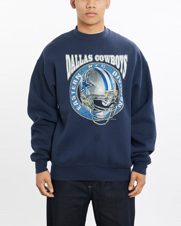 Vintage, 1995, NFL, Dallas, Cowboys, Sweatshirt, The Real Deal, size large, colour Navy, newtown, sydney, australia, thrift store, opshop, preloved, secondhand, sustainable, retro, antique, 70s, 80s, 90s, 2000s, 00s, fashion, clothing, streetwear, trendy, garment, style, boutique, store, shop, archive, sale, cheap, best, top, Sweats and hoodies