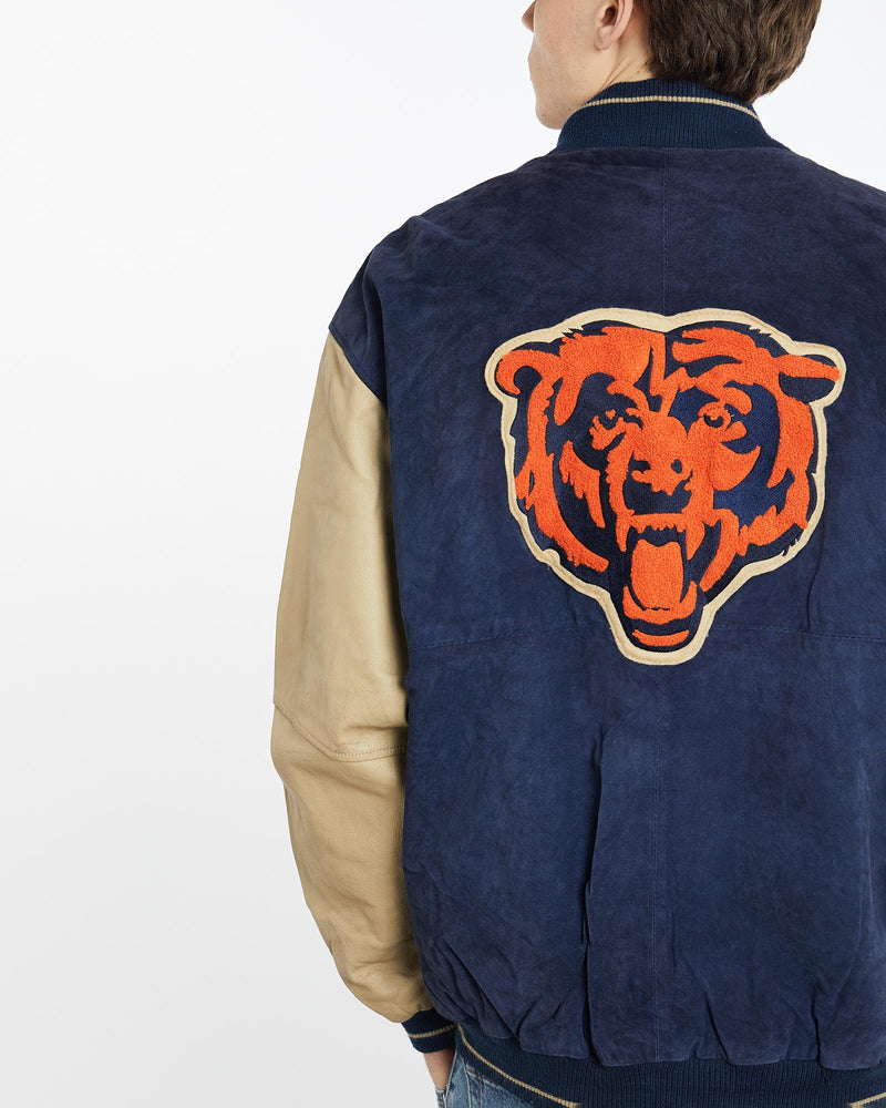 Vintage, NFL, Chicago, Bears, Leather, Varsity, Jacket, The Real Deal, size extra large, colour Multicolour, newtown, sydney, australia, thrift store, opshop, preloved, secondhand, sustainable, retro, antique, 70s, 80s, 90s, 2000s, 00s, fashion, clothing, streetwear, trendy, garment, style, boutique, store, shop, archive, sale, cheap, best, top, Jackets
