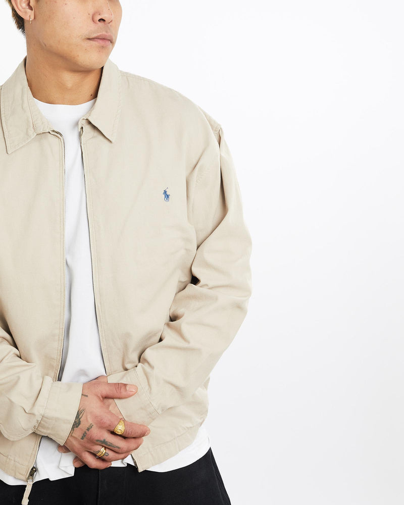Vintage, 90s, Polo, Ralph, Lauren, Harrington, Jacket, The Real Deal, size extra large, colour Beige, newtown, sydney, australia, thrift store, opshop, preloved, secondhand, sustainable, retro, antique, 70s, 80s, 90s, 2000s, 00s, fashion, clothing, streetwear, trendy, garment, style, boutique, store, shop, archive, sale, cheap, best, top, Jackets