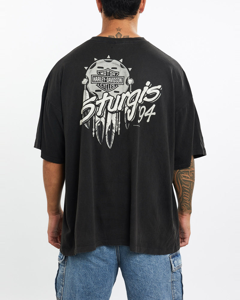 Vintage, 1994, Harley, Davidson, Sturgis, Motorcycle, Rally, Tee, The Real Deal, size extra large, colour Black, newtown, sydney, australia, thrift store, opshop, preloved, secondhand, sustainable, retro, antique, 70s, 80s, 90s, 2000s, 00s, fashion, clothing, streetwear, trendy, garment, style, boutique, store, shop, archive, sale, cheap, best, top, T-Shirts
