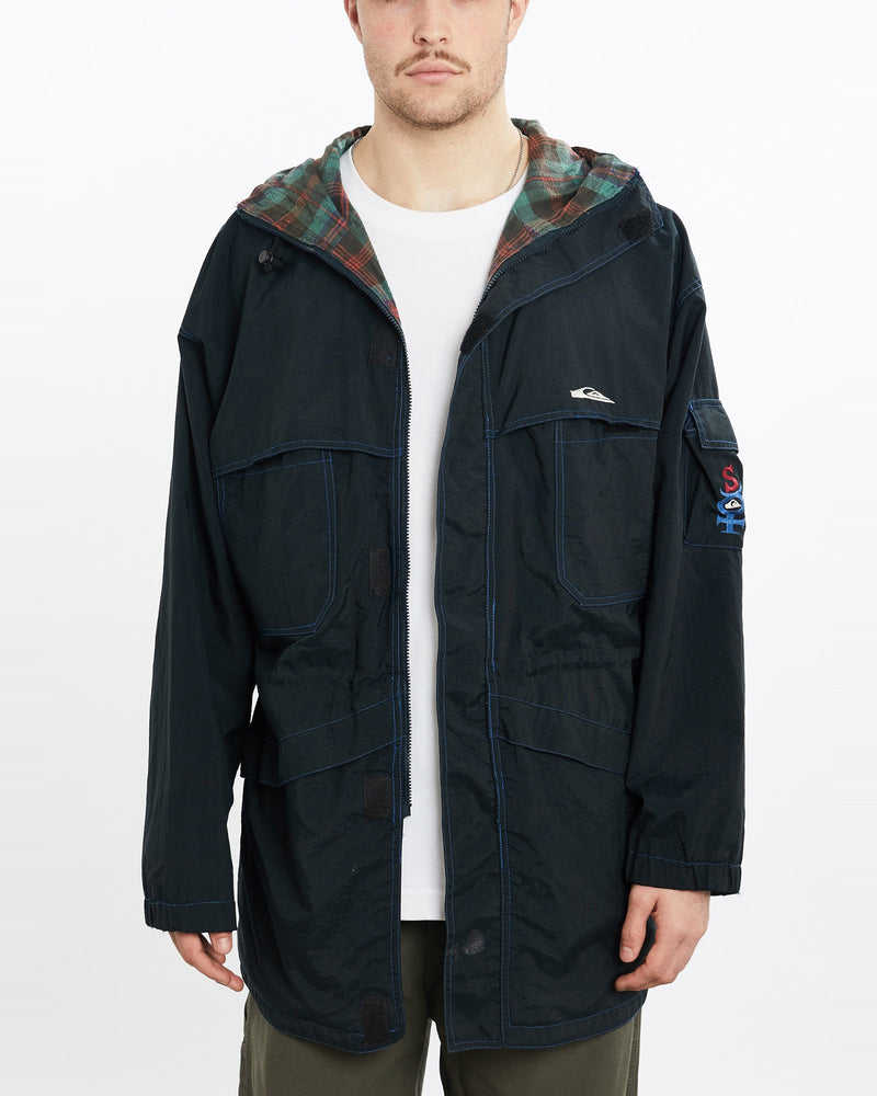 Vintage, 90s, Quiksilver, Surf, Windbreaker, Jacket, The Real Deal, size extra large, colour Black, newtown, sydney, australia, thrift store, opshop, preloved, secondhand, sustainable, retro, antique, 70s, 80s, 90s, 2000s, 00s, fashion, clothing, streetwear, trendy, garment, style, boutique, store, shop, archive, sale, cheap, best, top, Jackets