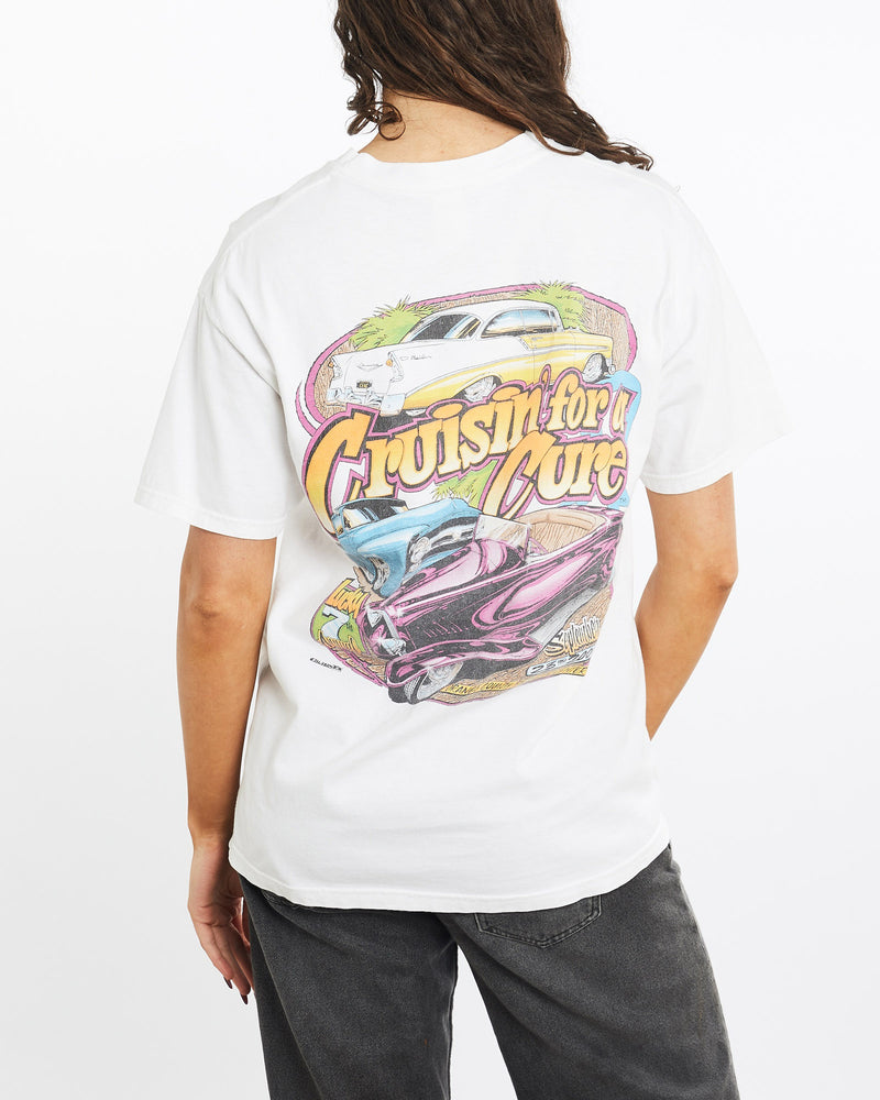 Vintage, Cruisin', For, A, Cure, Tee, The Real Deal, size medium, colour White, newtown, sydney, australia, thrift store, opshop, preloved, secondhand, sustainable, retro, antique, 70s, 80s, 90s, 2000s, 00s, fashion, clothing, streetwear, trendy, garment, style, boutique, store, shop, archive, sale, cheap, best, top, T-Shirts