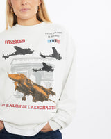 Vintage, 1991, Paris, Air, Show, Sweatshirt, The Real Deal, size medium, colour White, newtown, sydney, australia, thrift store, opshop, preloved, secondhand, sustainable, retro, antique, 70s, 80s, 90s, 2000s, 00s, fashion, clothing, streetwear, trendy, garment, style, boutique, store, shop, archive, sale, cheap, best, top, Sweats and hoodies