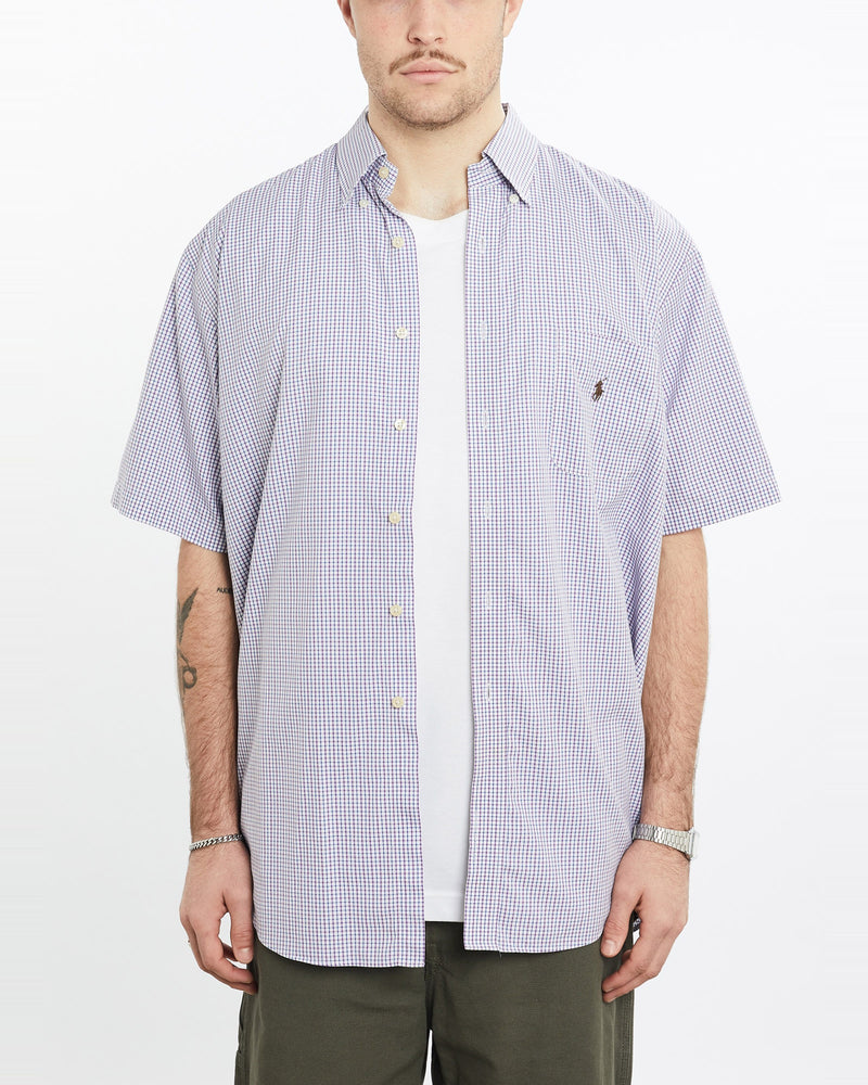 Vintage, 90s, Polo, Ralph, Lauren, Short, Sleeve, Button, Up, Shirt, The Real Deal, size extra large, colour Purple, newtown, sydney, australia, thrift store, opshop, preloved, secondhand, sustainable, retro, antique, 70s, 80s, 90s, 2000s, 00s, fashion, clothing, streetwear, trendy, garment, style, boutique, store, shop, archive, sale, cheap, best, top, Shirts
