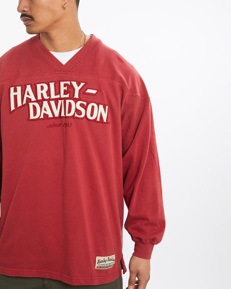 Vintage, Harley, Davidson, Jersey, Sweatshirt, The Real Deal, size large, colour Red, newtown, sydney, australia, thrift store, opshop, preloved, secondhand, sustainable, retro, antique, 70s, 80s, 90s, 2000s, 00s, fashion, clothing, streetwear, trendy, garment, style, boutique, store, shop, archive, sale, cheap, best, top, Sweats and hoodies