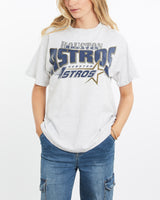 Vintage, 1995, MLB, Houston, Astros, Tee, The Real Deal, size medium, colour Grey, newtown, sydney, australia, thrift store, opshop, preloved, secondhand, sustainable, retro, antique, 70s, 80s, 90s, 2000s, 00s, fashion, clothing, streetwear, trendy, garment, style, boutique, store, shop, archive, sale, cheap, best, top, T-Shirts