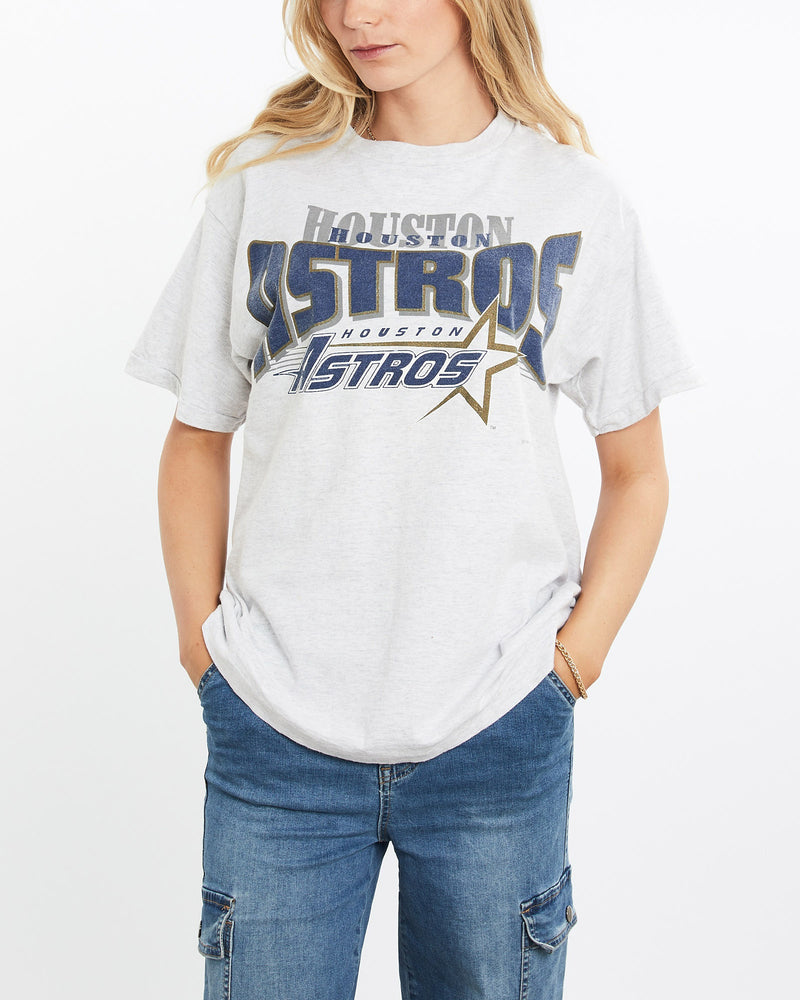Vintage, 1995, MLB, Houston, Astros, Tee, The Real Deal, size medium, colour Grey, newtown, sydney, australia, thrift store, opshop, preloved, secondhand, sustainable, retro, antique, 70s, 80s, 90s, 2000s, 00s, fashion, clothing, streetwear, trendy, garment, style, boutique, store, shop, archive, sale, cheap, best, top, T-Shirts