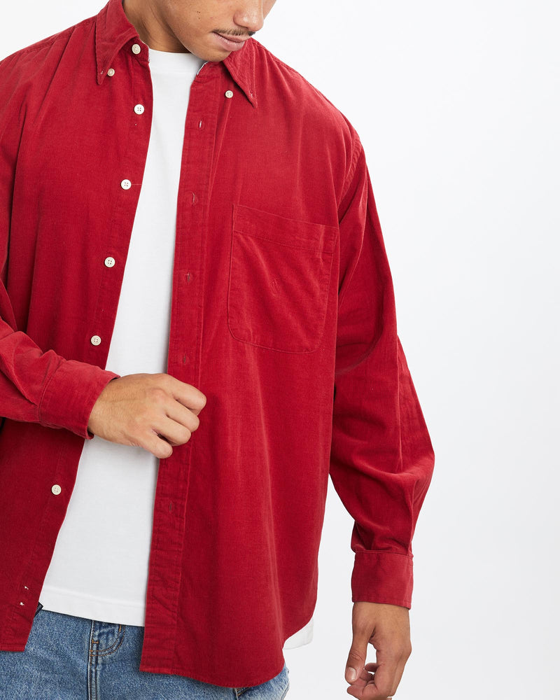 Vintage, 90s, Nautica, Corduroy, Button, Up, Shirt, The Real Deal, size large, colour Red, newtown, sydney, australia, thrift store, opshop, preloved, secondhand, sustainable, retro, antique, 70s, 80s, 90s, 2000s, 00s, fashion, clothing, streetwear, trendy, garment, style, boutique, store, shop, archive, sale, cheap, best, top, Shirts