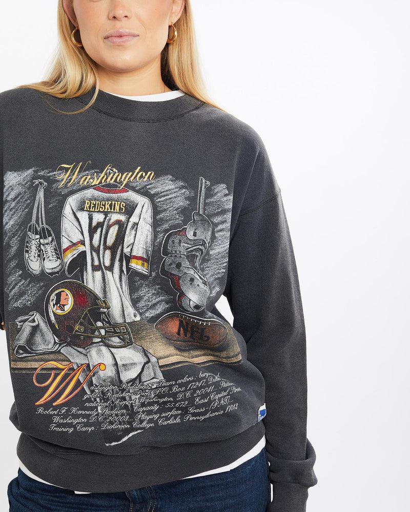 Vintage, 90s, NFL, Washington, Redskins, Sweatshirt, The Real Deal, size small, colour Black, newtown, sydney, australia, thrift store, opshop, preloved, secondhand, sustainable, retro, antique, 70s, 80s, 90s, 2000s, 00s, fashion, clothing, streetwear, trendy, garment, style, boutique, store, shop, archive, sale, cheap, best, top, Sweats and hoodies