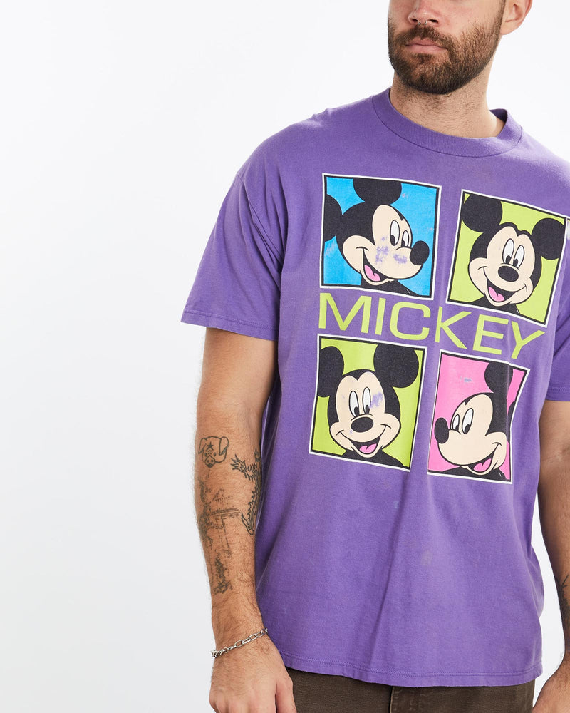 Vintage, 90s, Disney, Mickey, Mouse, Tee, The Real Deal, size large, colour Purple, newtown, sydney, australia, thrift store, opshop, preloved, secondhand, sustainable, retro, antique, 70s, 80s, 90s, 2000s, 00s, fashion, clothing, streetwear, trendy, garment, style, boutique, store, shop, archive, sale, cheap, best, top, T-Shirts