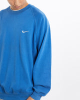 Vintage, 90s, Nike, Sweatshirt, The Real Deal, size large, colour Blue, newtown, sydney, australia, thrift store, opshop, preloved, secondhand, sustainable, retro, antique, 70s, 80s, 90s, 2000s, 00s, fashion, clothing, streetwear, trendy, garment, style, boutique, store, shop, archive, sale, cheap, best, top, Sweats and hoodies