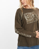 Vintage, Harley, Davidson, Long, Sleeve, Tee, The Real Deal, size medium, colour Brown, newtown, sydney, australia, thrift store, opshop, preloved, secondhand, sustainable, retro, antique, 70s, 80s, 90s, 2000s, 00s, fashion, clothing, streetwear, trendy, garment, style, boutique, store, shop, archive, sale, cheap, best, top, T-Shirts