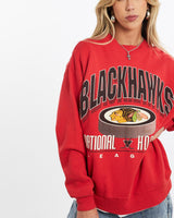 Vintage, 90s, NHL, Chicago, Blackhawks, Sweatshirt, The Real Deal, size small, colour Red, newtown, sydney, australia, thrift store, opshop, preloved, secondhand, sustainable, retro, antique, 70s, 80s, 90s, 2000s, 00s, fashion, clothing, streetwear, trendy, garment, style, boutique, store, shop, archive, sale, cheap, best, top, Sweats and hoodies