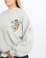 Vintage, 90s, Fred, Flintstone, Cartoon, Sweatshirt, The Real Deal, size medium, colour Grey, newtown, sydney, australia, thrift store, opshop, preloved, secondhand, sustainable, retro, antique, 70s, 80s, 90s, 2000s, 00s, fashion, clothing, streetwear, trendy, garment, style, boutique, store, shop, archive, sale, cheap, best, top, Sweats and hoodies