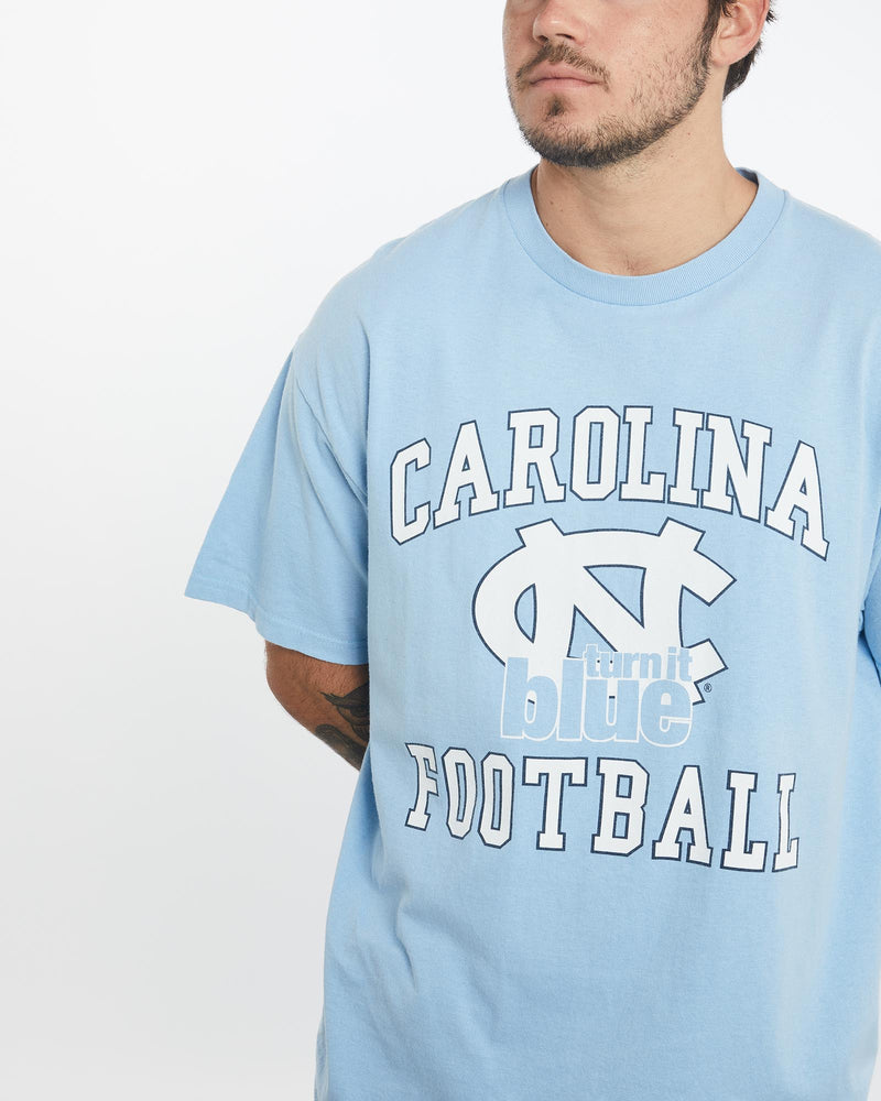 Vintage, University, of, North, Carolina, Football, Tee, The Real Deal, size large, colour Blue, newtown, sydney, australia, thrift store, opshop, preloved, secondhand, sustainable, retro, antique, 70s, 80s, 90s, 2000s, 00s, fashion, clothing, streetwear, trendy, garment, style, boutique, store, shop, archive, sale, cheap, best, top, T-Shirts