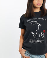 Vintage, 90s, Disney's, Beauty, And, The, Beast, Musical, Tee, The Real Deal, size double extra small, colour Black, newtown, sydney, australia, thrift store, opshop, preloved, secondhand, sustainable, retro, antique, 70s, 80s, 90s, 2000s, 00s, fashion, clothing, streetwear, trendy, garment, style, boutique, store, shop, archive, sale, cheap, best, top, T-Shirts