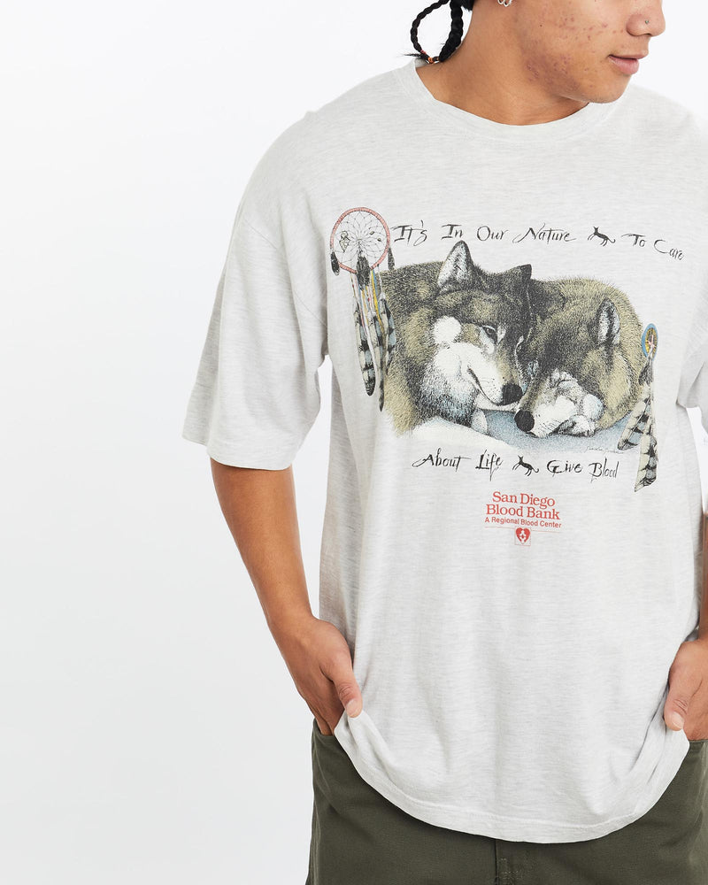 Vintage, 90s, Wolf, Wildlife, Tee, The Real Deal, size large, colour White, newtown, sydney, australia, thrift store, opshop, preloved, secondhand, sustainable, retro, antique, 70s, 80s, 90s, 2000s, 00s, fashion, clothing, streetwear, trendy, garment, style, boutique, store, shop, archive, sale, cheap, best, top, T-Shirts