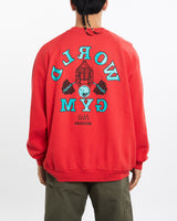 Vintage, 90s, World, Gym, Sweatshirt, The Real Deal, size large, colour Red, newtown, sydney, australia, thrift store, opshop, preloved, secondhand, sustainable, retro, antique, 70s, 80s, 90s, 2000s, 00s, fashion, clothing, streetwear, trendy, garment, style, boutique, store, shop, archive, sale, cheap, best, top, Sweats and hoodies