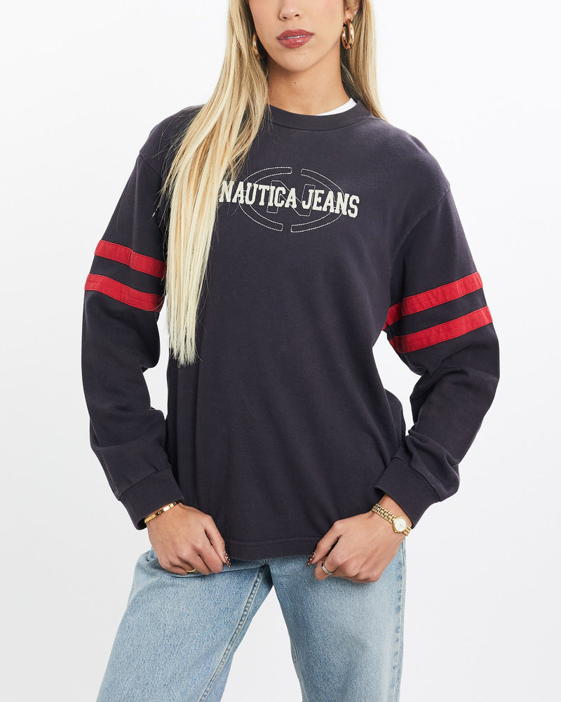 Vintage, Nautica, Sweatshirt, The Real Deal, size extra small, colour Navy, newtown, sydney, australia, thrift store, opshop, preloved, secondhand, sustainable, retro, antique, 70s, 80s, 90s, 2000s, 00s, fashion, clothing, streetwear, trendy, garment, style, boutique, store, shop, archive, sale, cheap, best, top, Sweats and hoodies