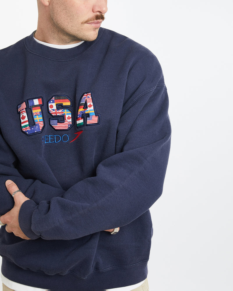 Vintage 90s Speedo 'U.S.A' Sweatshirt <br>L , The Real Deal , newtown, sydney, australia, thrift store, opshop, preloved, secondhand, sustainable, retro, antique, 70s, 80s, 90s, 2000s, 00s, fashion, clothing, streetwear, trendy, garment, style, boutique, store, shop, archive, sale, cheap, best, top