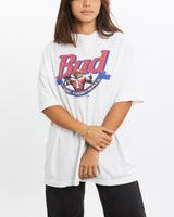 Vintage, 1994, Budweiser, Pro, Football, Tee, The Real Deal, size small, colour White, newtown, sydney, australia, thrift store, opshop, preloved, secondhand, sustainable, retro, antique, 70s, 80s, 90s, 2000s, 00s, fashion, clothing, streetwear, trendy, garment, style, boutique, store, shop, archive, sale, cheap, best, top, T-Shirts