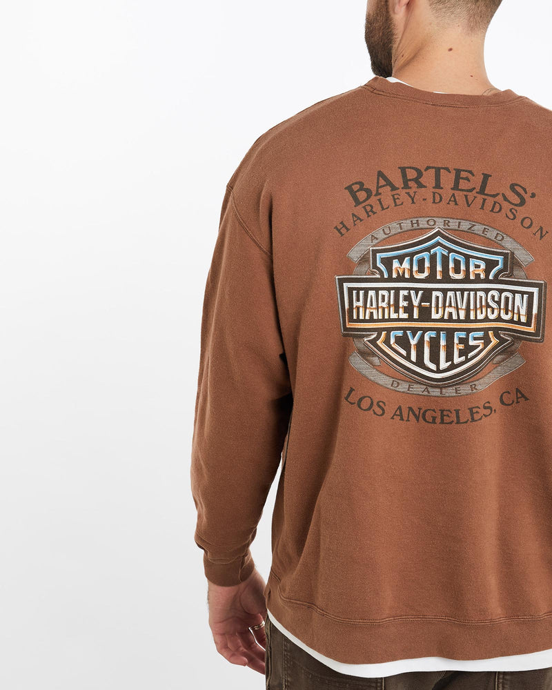 Vintage, Harley, Davidson, Sweatshirt, The Real Deal, size extra large, colour Brown, newtown, sydney, australia, thrift store, opshop, preloved, secondhand, sustainable, retro, antique, 70s, 80s, 90s, 2000s, 00s, fashion, clothing, streetwear, trendy, garment, style, boutique, store, shop, archive, sale, cheap, best, top, Sweats and hoodies