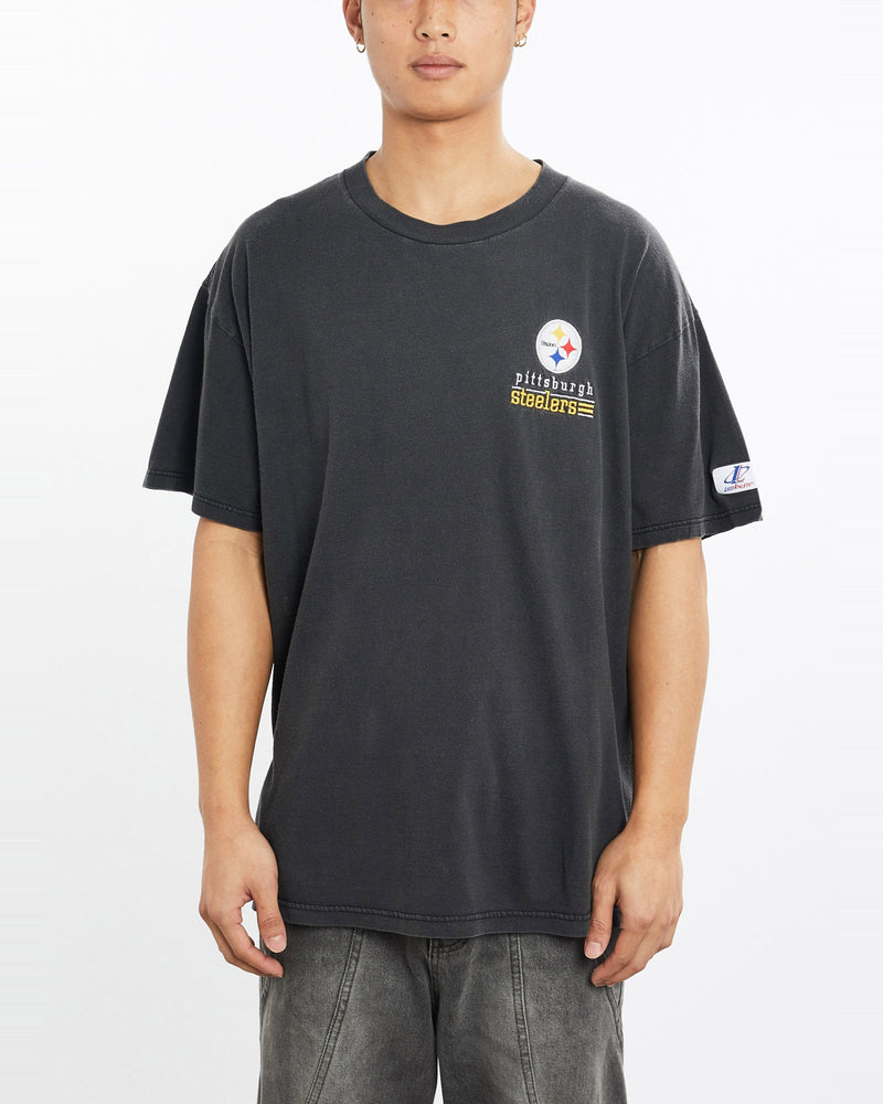 Vintage, 90s, NFL, Pittsburgh, Steelers, Tee, The Real Deal, size large, colour Black, newtown, sydney, australia, thrift store, opshop, preloved, secondhand, sustainable, retro, antique, 70s, 80s, 90s, 2000s, 00s, fashion, clothing, streetwear, trendy, garment, style, boutique, store, shop, archive, sale, cheap, best, top, T-Shirts