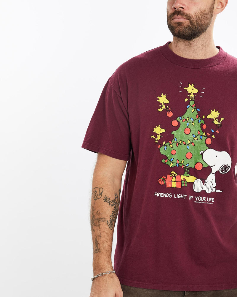 Vintage, Snoopy, Christmas, Cartoon, Tee, The Real Deal, size extra large, colour Burgundy, newtown, sydney, australia, thrift store, opshop, preloved, secondhand, sustainable, retro, antique, 70s, 80s, 90s, 2000s, 00s, fashion, clothing, streetwear, trendy, garment, style, boutique, store, shop, archive, sale, cheap, best, top, T-Shirts
