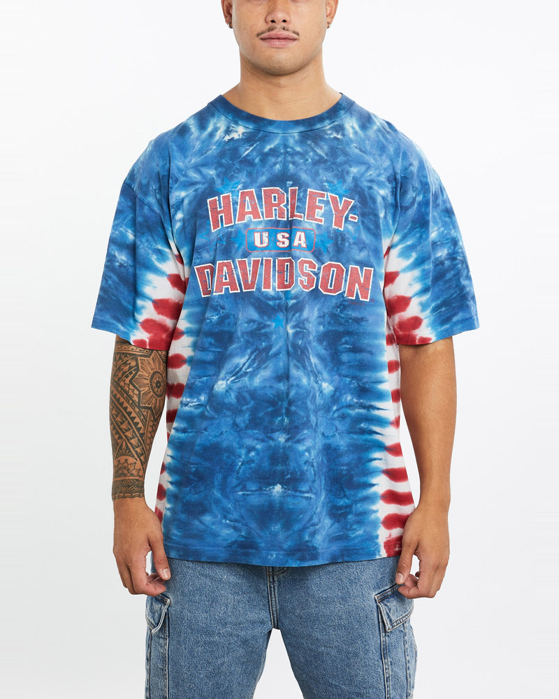 Vintage, 90s, Harley, Davidson, Tie, Dye, Tee, The Real Deal, size extra large, colour Multicolour, newtown, sydney, australia, thrift store, opshop, preloved, secondhand, sustainable, retro, antique, 70s, 80s, 90s, 2000s, 00s, fashion, clothing, streetwear, trendy, garment, style, boutique, store, shop, archive, sale, cheap, best, top, T-Shirts