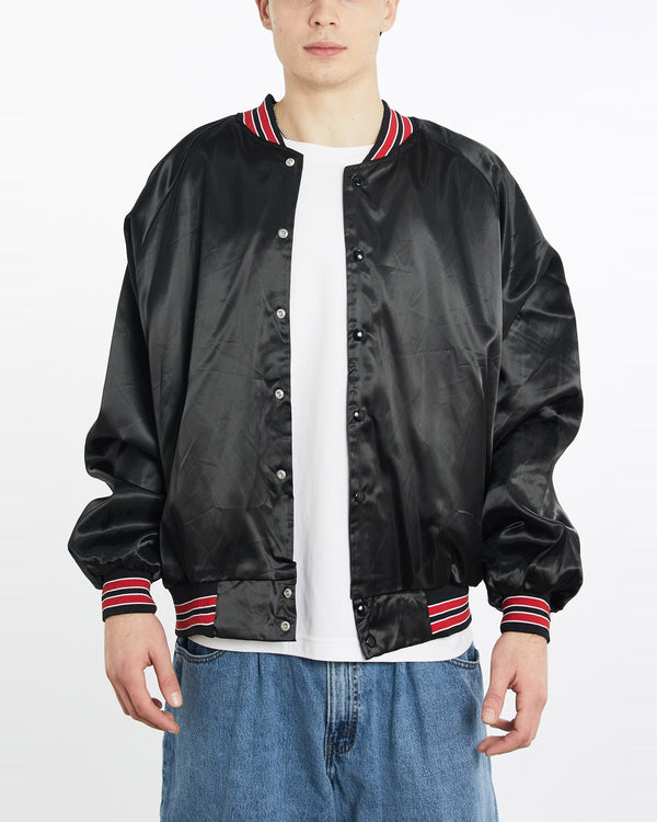 Vintage, 1989, Eagle, Wildlife, Satin, Bomber, Jacket, The Real Deal, size extra large, colour Black, newtown, sydney, australia, thrift store, opshop, preloved, secondhand, sustainable, retro, antique, 70s, 80s, 90s, 2000s, 00s, fashion, clothing, streetwear, trendy, garment, style, boutique, store, shop, archive, sale, cheap, best, top, Jackets