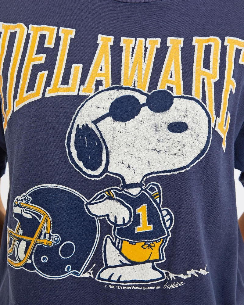 Vintage, 80s, Delaware, State, Snoopy, Tee, The Real Deal, size large, colour Navy, newtown, sydney, australia, thrift store, opshop, preloved, secondhand, sustainable, retro, antique, 70s, 80s, 90s, 2000s, 00s, fashion, clothing, streetwear, trendy, garment, style, boutique, store, shop, archive, sale, cheap, best, top, T-Shirts