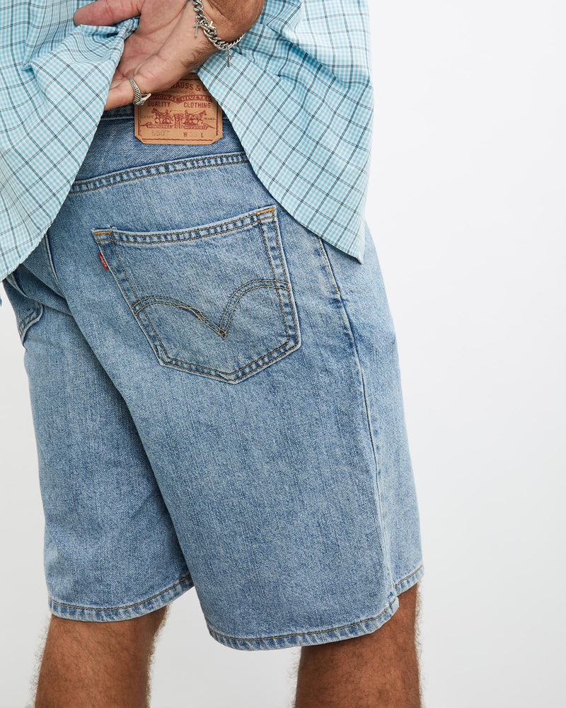 Vintage, Levi's, 550, Denim, Shorts, The Real Deal, size 36", colour Blue, newtown, sydney, australia, thrift store, opshop, preloved, secondhand, sustainable, retro, antique, 70s, 80s, 90s, 2000s, 00s, fashion, clothing, streetwear, trendy, garment, style, boutique, store, shop, archive, sale, cheap, best, top, Shorts