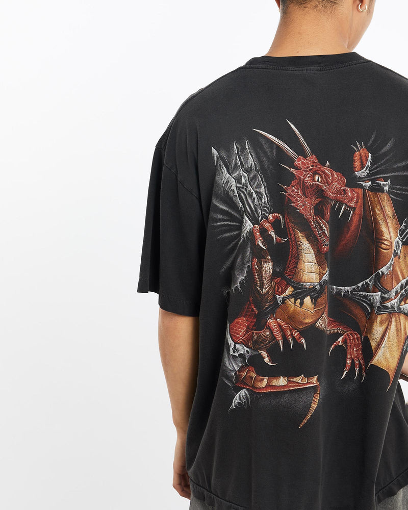 Vintage, 90s, Dragon, Tee, The Real Deal, size large, colour Black, newtown, sydney, australia, thrift store, opshop, preloved, secondhand, sustainable, retro, antique, 70s, 80s, 90s, 2000s, 00s, fashion, clothing, streetwear, trendy, garment, style, boutique, store, shop, archive, sale, cheap, best, top, T-Shirts