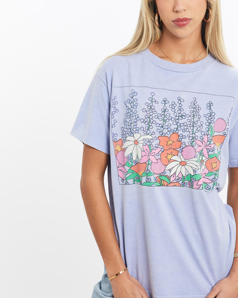 Vintage, 1992, Flower, Tee, The Real Deal, size extra small, colour Purple, newtown, sydney, australia, thrift store, opshop, preloved, secondhand, sustainable, retro, antique, 70s, 80s, 90s, 2000s, 00s, fashion, clothing, streetwear, trendy, garment, style, boutique, store, shop, archive, sale, cheap, best, top, T-Shirts