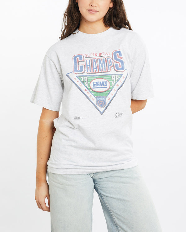 Vintage, 1990, NFL, New, York, Giants, Super, Bowl, Tee, The Real Deal, size medium, colour Grey, newtown, sydney, australia, thrift store, opshop, preloved, secondhand, sustainable, retro, antique, 70s, 80s, 90s, 2000s, 00s, fashion, clothing, streetwear, trendy, garment, style, boutique, store, shop, archive, sale, cheap, best, top, T-Shirts
