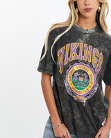 Vintage, 90s, NFL, Minnesota, Vikings, Acid, Wash, Tee, The Real Deal, size small, colour Black, newtown, sydney, australia, thrift store, opshop, preloved, secondhand, sustainable, retro, antique, 70s, 80s, 90s, 2000s, 00s, fashion, clothing, streetwear, trendy, garment, style, boutique, store, shop, archive, sale, cheap, best, top, T-Shirts